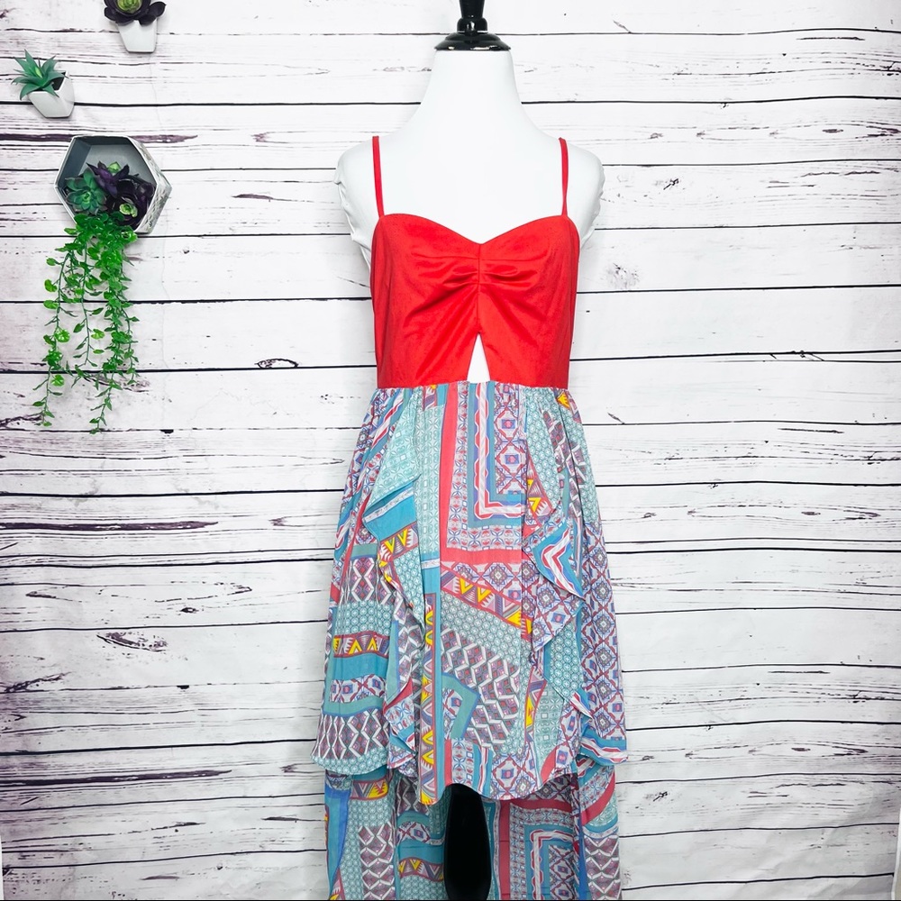 Do & Be Multicolor High Low Bohemian Summer Vacation Dress Size Large